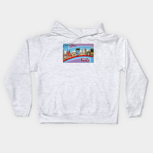 Greetings from Elizabeth, NJ - Vintage Large Letter Postcard Kids Hoodie by Naves